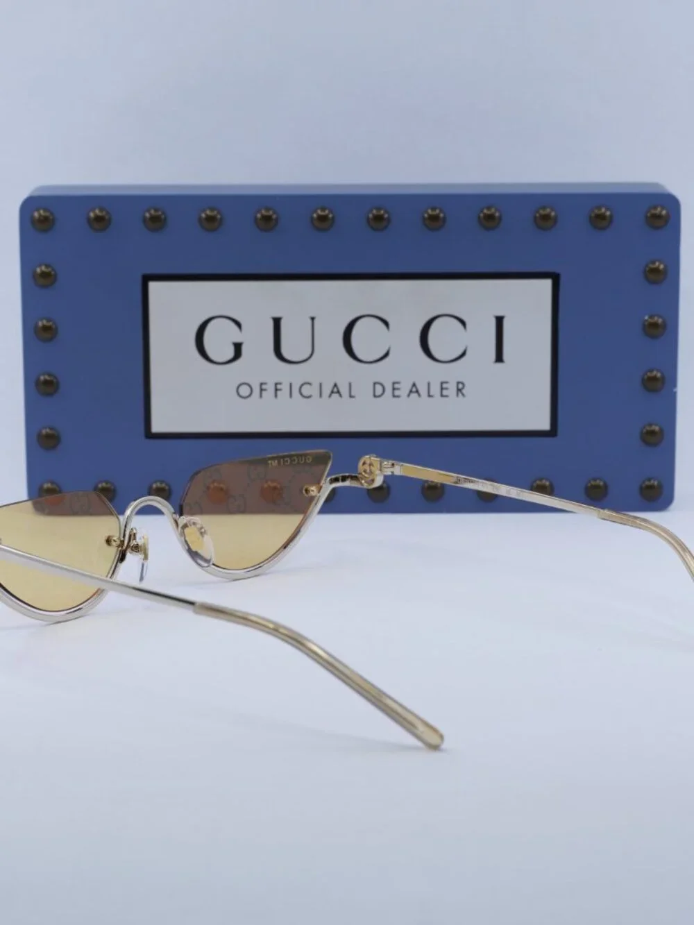 Gucci GG1603S 004 Cat Eye Sunglasses - Gold/Rose Mirror to Dark Yellow